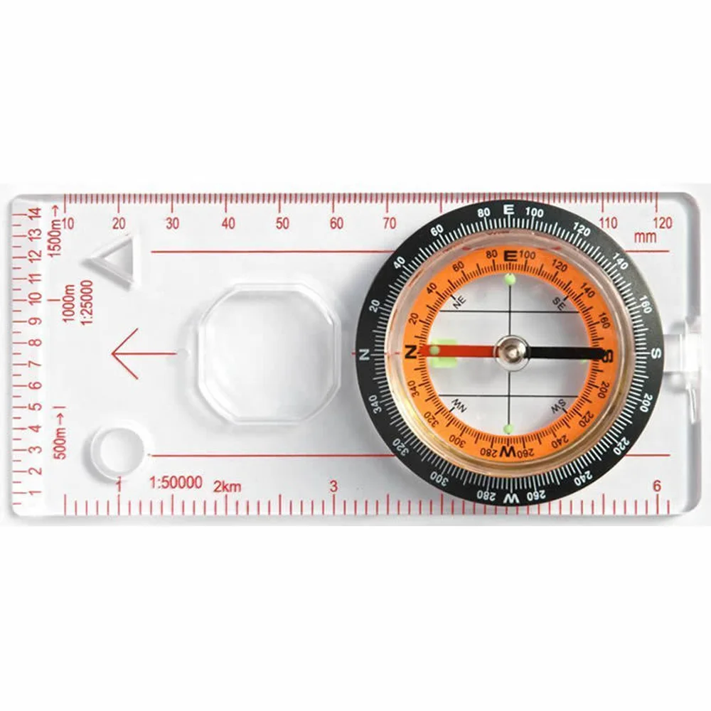 

Multi-functional Ruler Compass Outdoor Map Scale Magnifier W/ Strap Camping