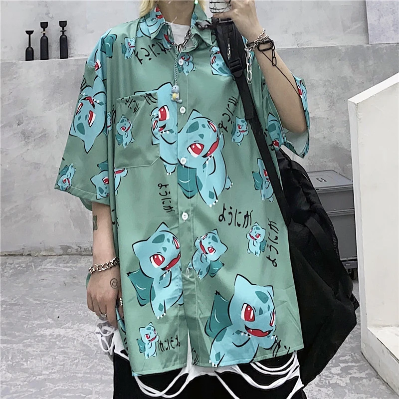 Женская шифоновая рубашка с принтом Elf летняя Свободная блузка коротким рукавом