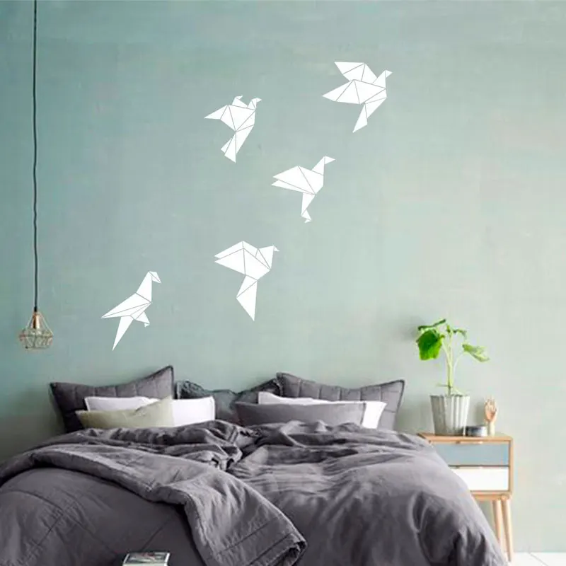 Летающие оригами птицы Настенная Наклейка виниловый домашний декор дизайн