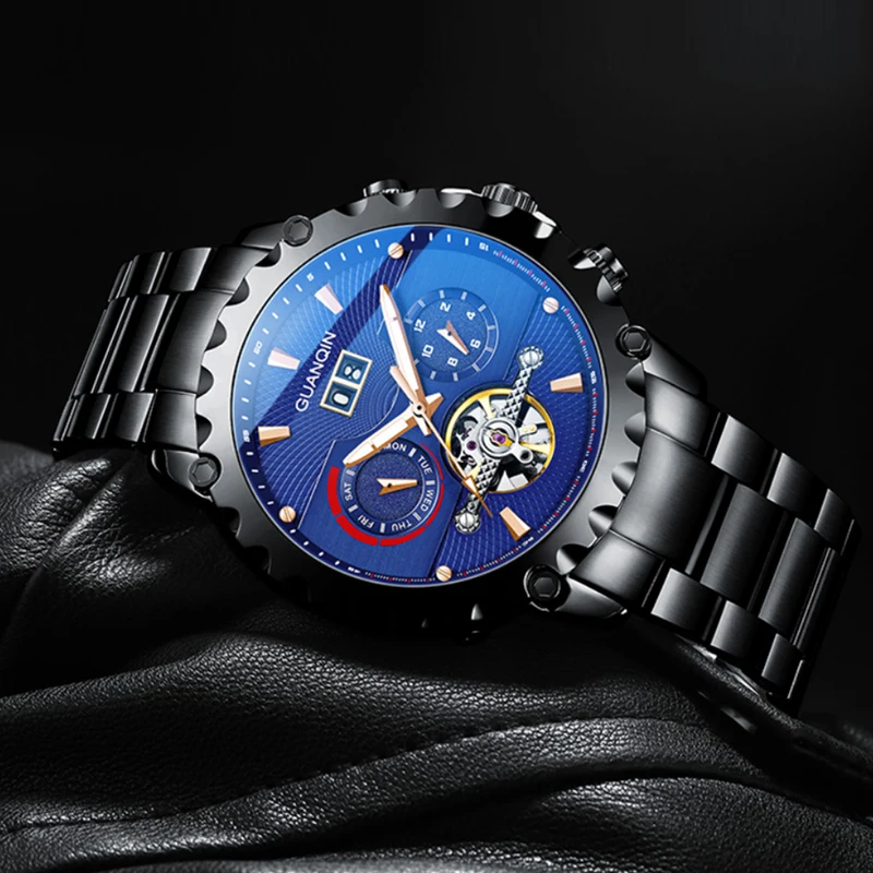 Мужские спортивные часы zegarek GUANQIN Sapphire механические Автоматические мужские с