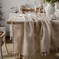 cotton and linen tablecloth retro table cover for table nappe de table tassel rectangle cloth obrus tafelkleed mantel de mesa