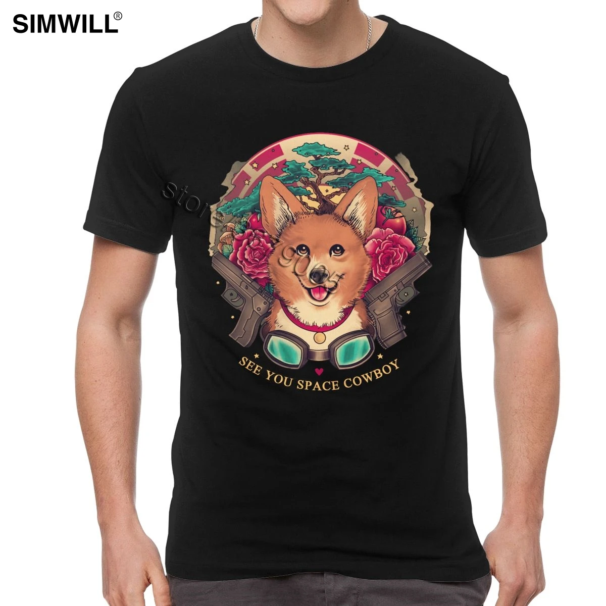 Мужская Ковбойская футболка Bebop Corgi уникальная Kawaii Пемброк вельш для домашних