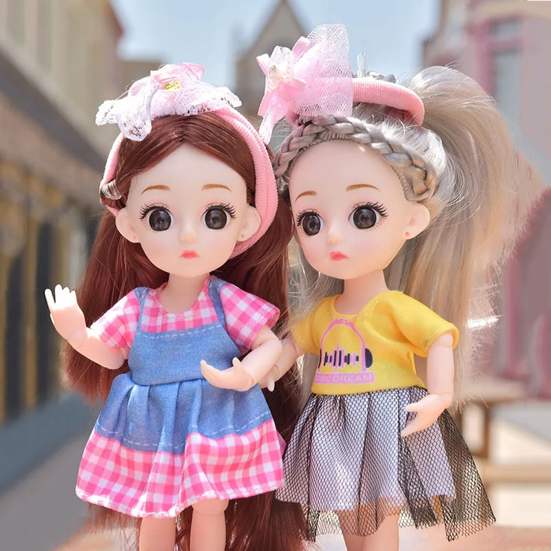 

6 Pieces 16 CM BJD Dolls Gift Box 1/8 Scale 13 Joint Movable Cute Beautiful Princess Dress Up Dolls Set for Girls Birthday Gifts