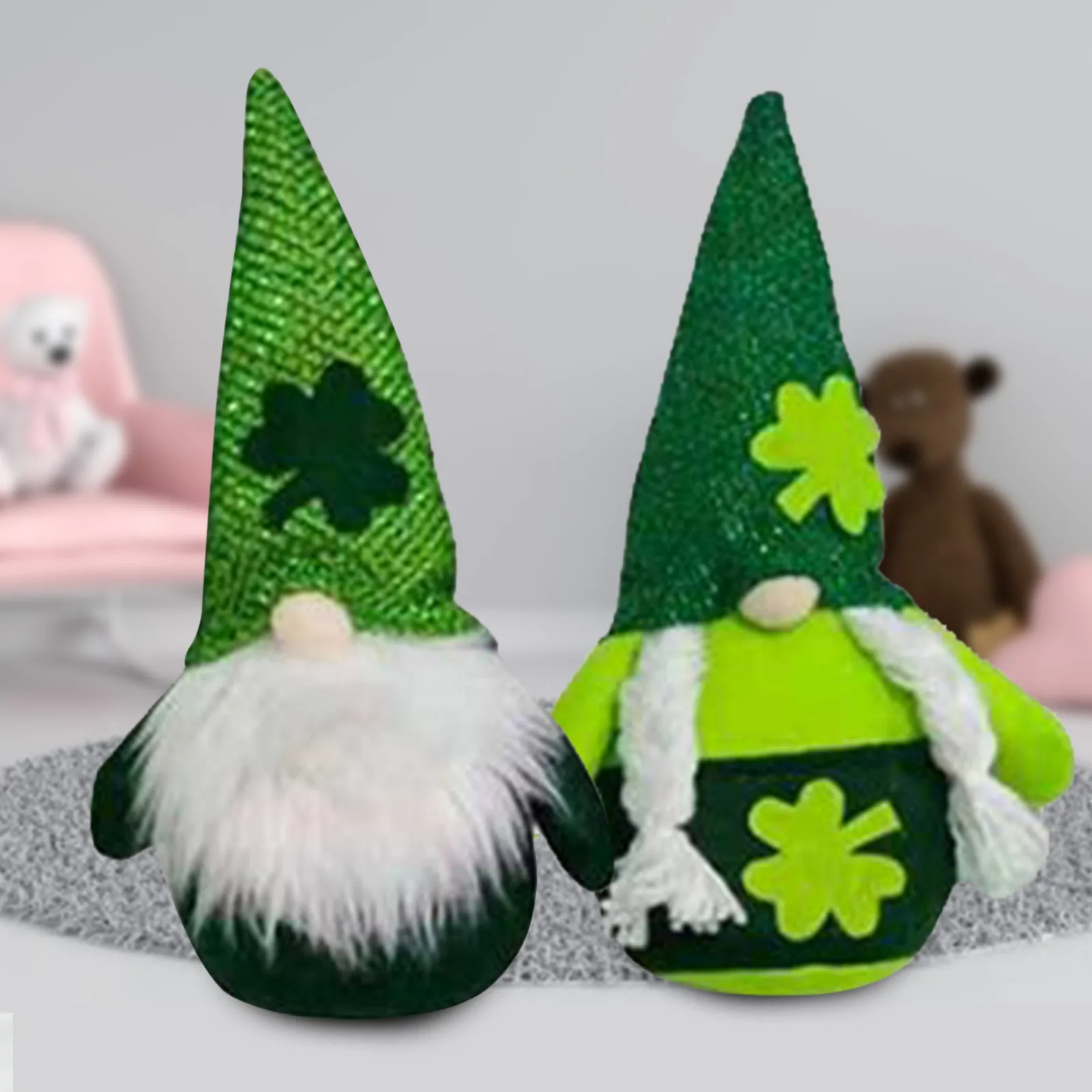 

Plush Doll St. Patrick's Day Ornaments Lrish Green Shamrock Faceless Doll Soft Stuffed Animal Dolls St. Patrick's Day Gift Toy