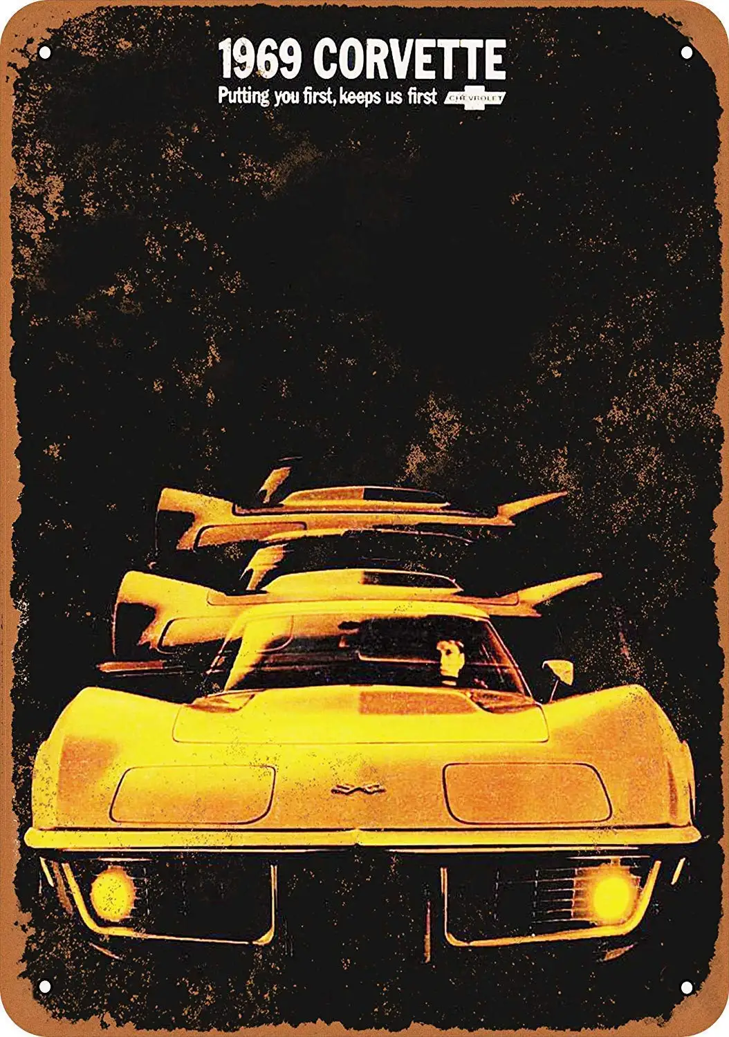

1969 Corvette Tin Wall Signs Warning Sign Metal Plaque Poster Iron Painting Art Decoration for Bar Cafe Hotel Office Bedroom