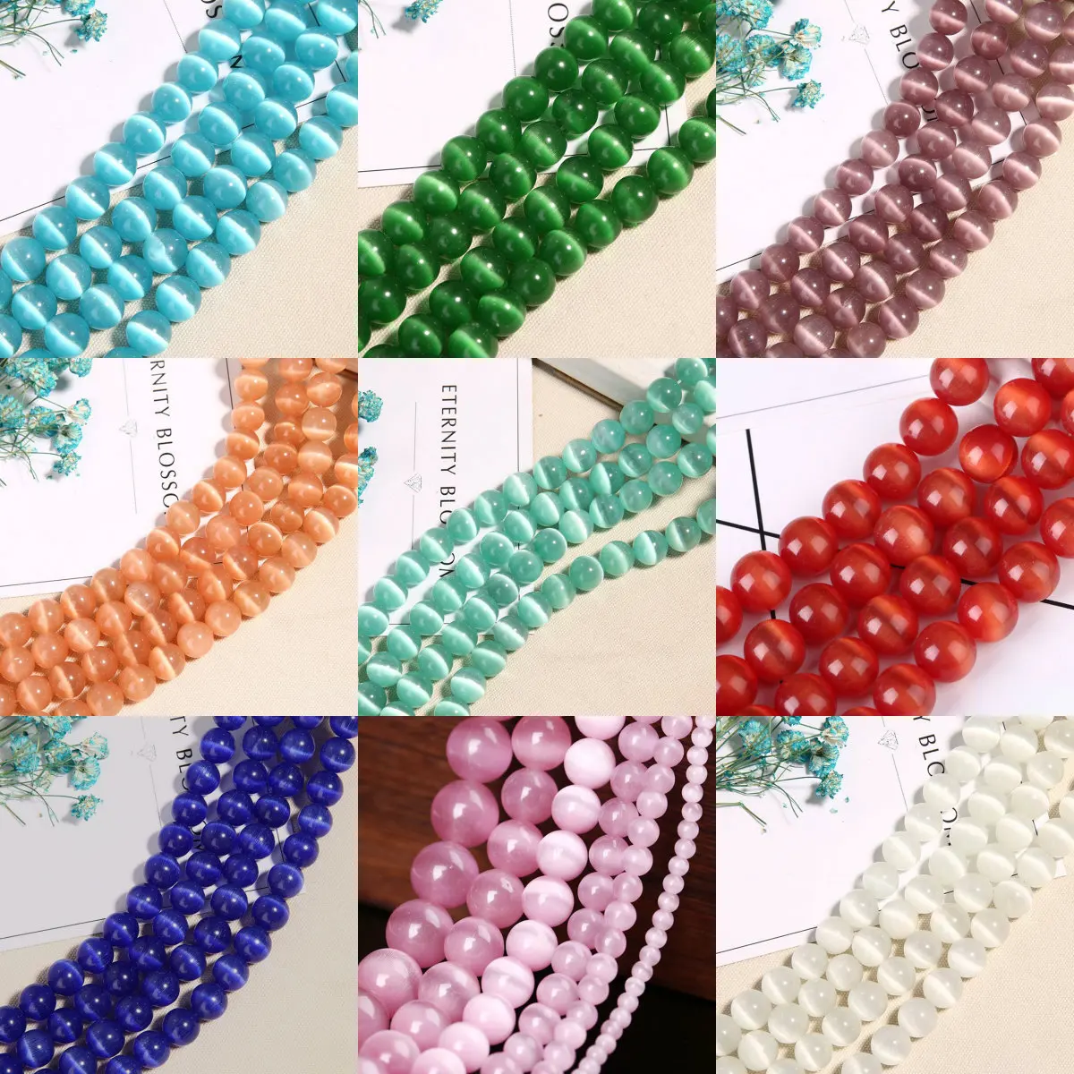 Круглые бусины из натурального камня тигровый глаз бирюза черный оникс