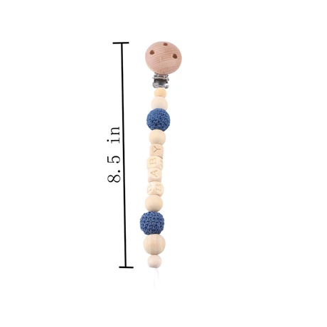 Blue Pacifier clip Детские игрушки Силиконовые бусы Прорезыватели деревянные кольца браслет ручной работы соска, зажимы для цепи Прорезыватели зубов колокольчики для детской коляски Товары для малышей - Цвет: Blue Pacifier clip
