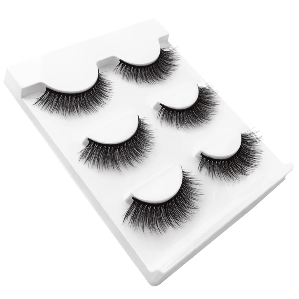 

3 Pairs 9mm Handmade Natural Thick Long Cross False Fake Eyelash Eye Lashes