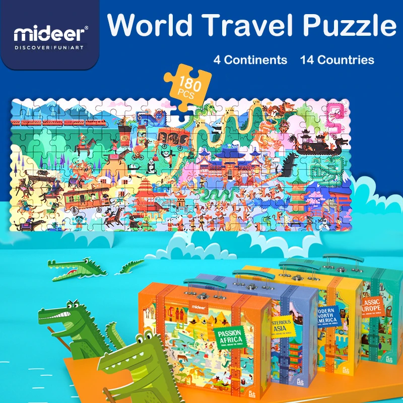 Детские пазлы Mideer развивающие толстые бумажные игрушки 5Y + мировые путешествия