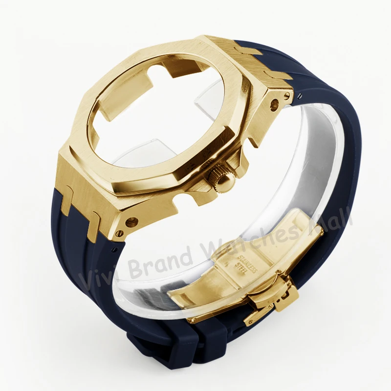 Band for GA2100 New 4rd Generation Rubber Strap and Metal Case ga2100 Stainless steel Watch Bracelet with Tool | Аксессуары для
