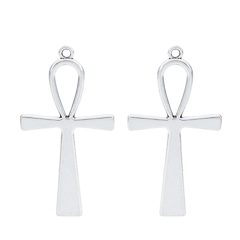 ZXZ 10 шт. тибетский серебряный Большой Египетский крест Анкх крестообразный 55x29 мм