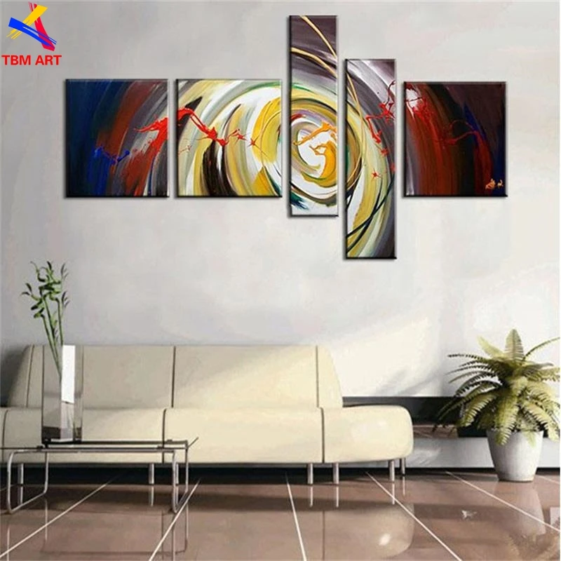

5 Panels Canvas Set Mix Color Handmade Abstract Oil Painting on Canvas Wall Art Gift No Framed for Living Room Decoration Z072