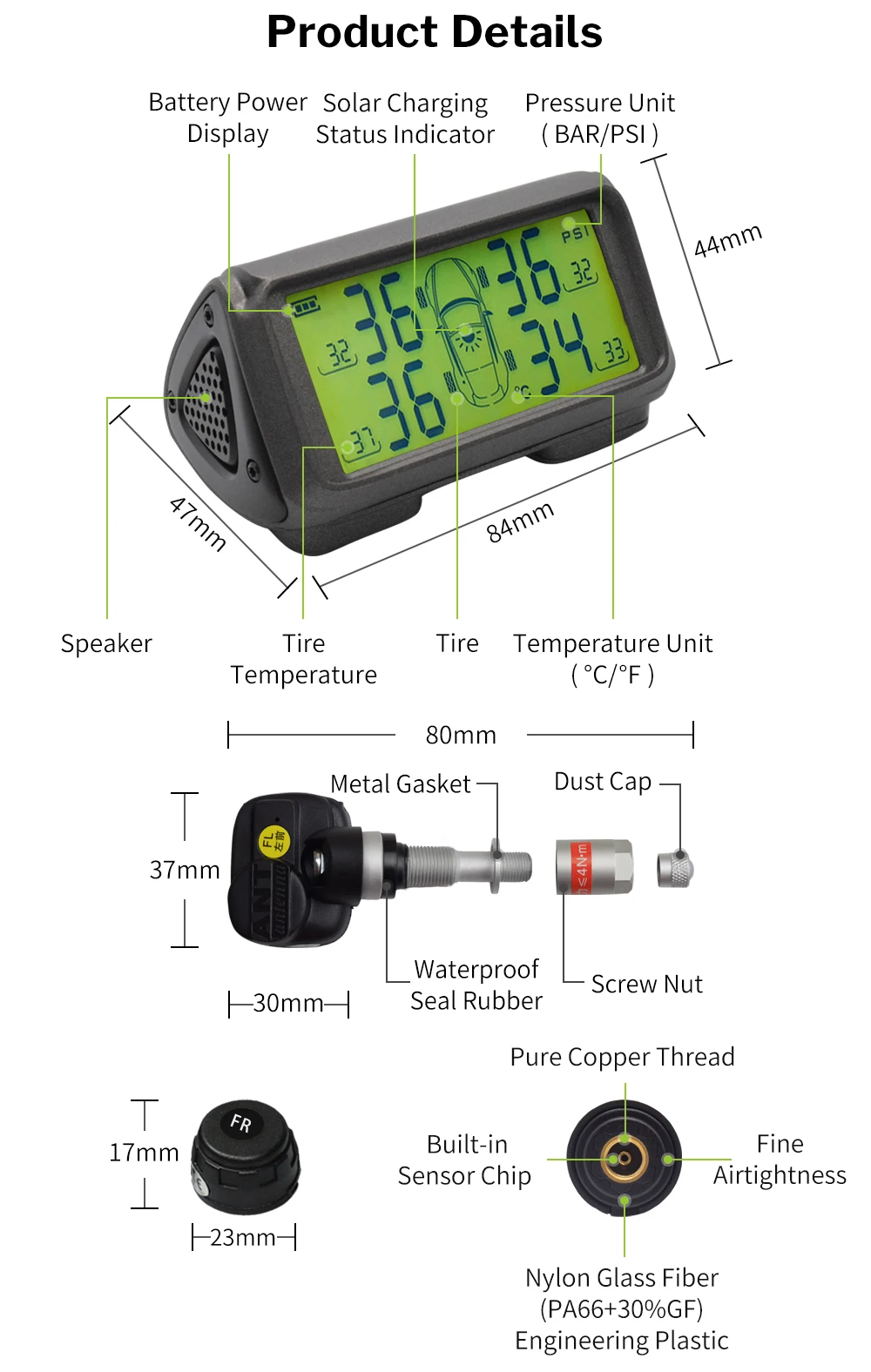 Автомобиль TPMS сенсор шин давление мониторинга системы Индикатор солнечного света шин беспроводной s TMPS колёса охранной сигнализации внутренняя и внешняя