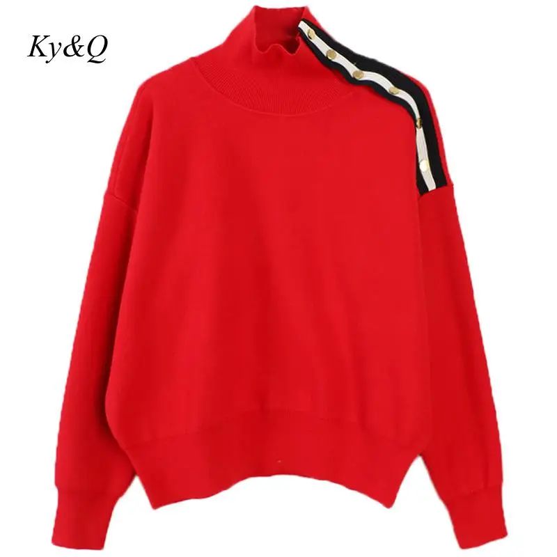 Женский свитер с полосками Красный пуловер длинными рукавами зима 2020 | Женская
