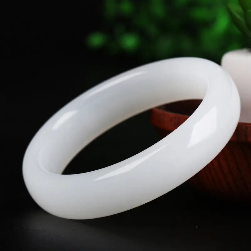 LETSFUN Fine Jewelry 100%Chinese Fashion Beautiful Hand-carved White Jade Bangle Bracelet 60mm Free Shipping | Украшения и