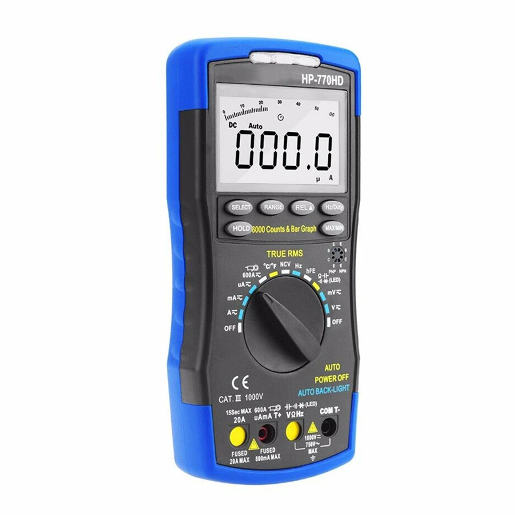 

HP-770HD Digital Multimeter Auto Range True RMS AC DC Voltage Frequency Capacitance Resistance Tester Electrical Tools P