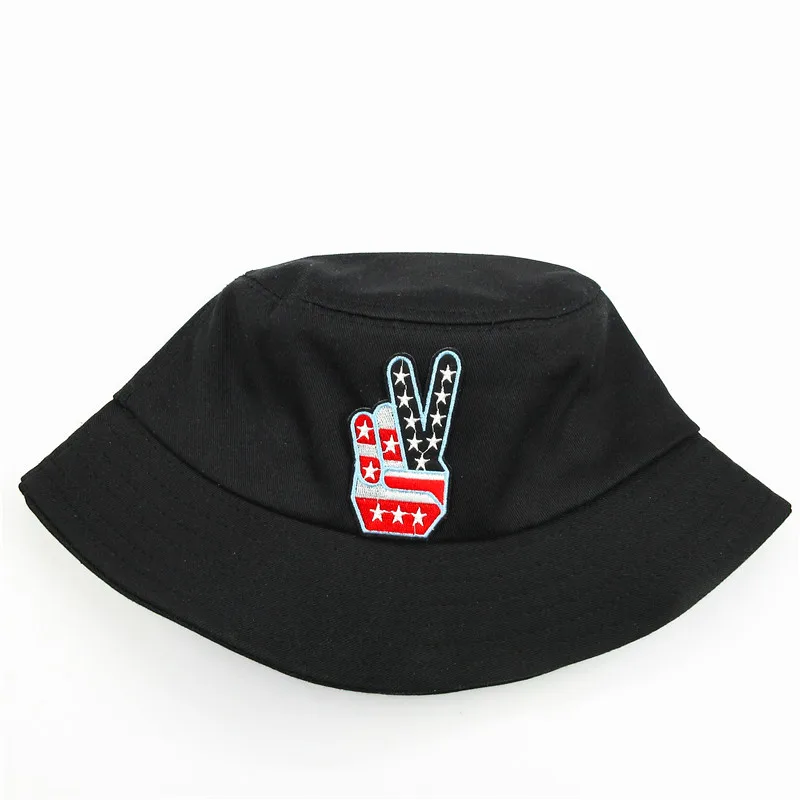 

2021 American Gesture Embroidery Cotton Bucket Hat Fisherman Hat Outdoor Travel Hat Sun Cap Hats for Men and Women 63