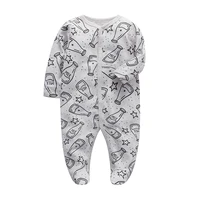 newborn jumpsuits for boys and girls long sleeved milk bottle print cotton footies pajama new born sleep play newborn clothes