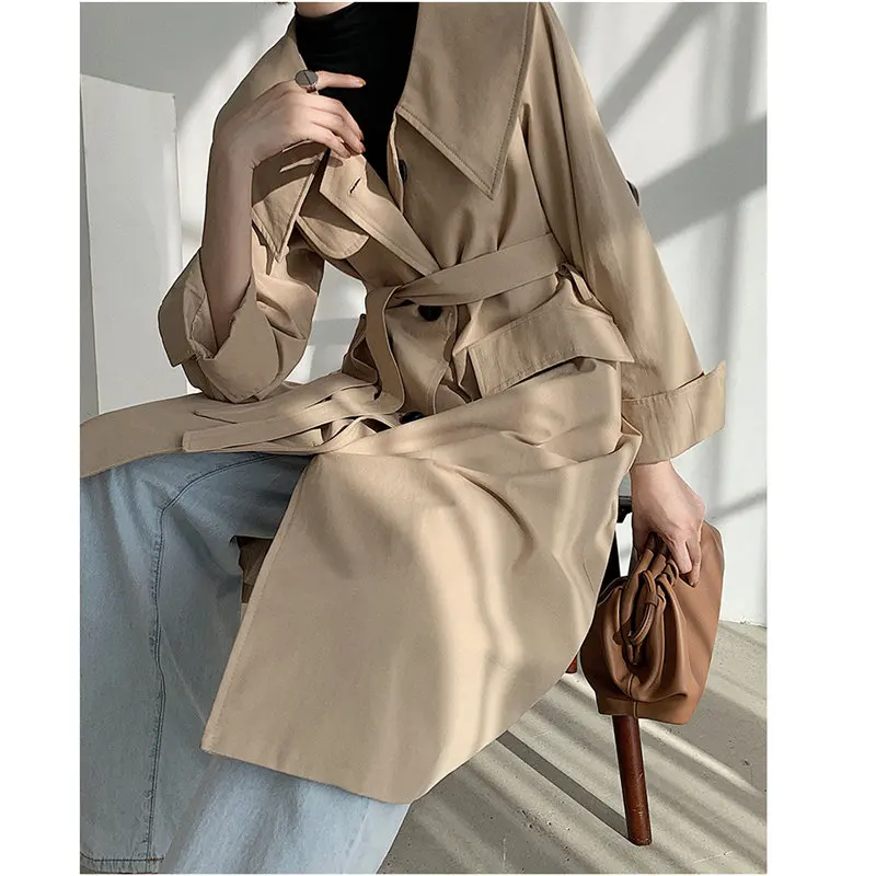 

Hzirip Korea Elegant Windbreaker Brief Office Lady Fashion Trench Autumn Loose High Quality Casual Gentle All-Match Overcoat