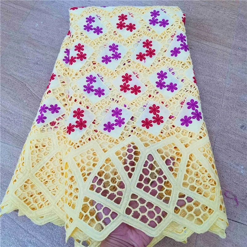 

fashion hollow out style 2020 August new fashion style swiss voile lace fabric 5yards cotton lace for dress sewing A32AU053