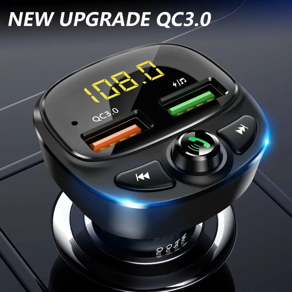 

Car Wireless Bluetooth FM Transmitter MP3 Player 2 USB Automobile Car Fast Charger Adapter New Upgrade QC3.0