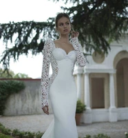 novelty sexy party long sleeve mermaid bridal gown 2018 lace backless vestido de noiva for women mother of the bride dresses