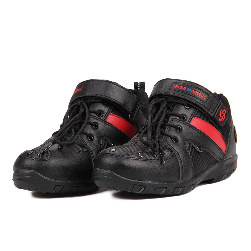 A006-Black PRO-BIKER/скоростные ботильоны с защитным механизмом; ботинки в байкерском стиле; обувь в байкерском стиле для езды на мотоцикле; гоночные ботинки для мотокросса; цвет черный, красный, белый - Цвет: A006-Black
