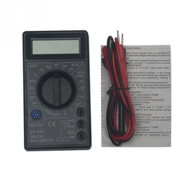 Новый профессиональный цифровой мультиметр DT832 LCD/DC вольтметр Ампер метр ом