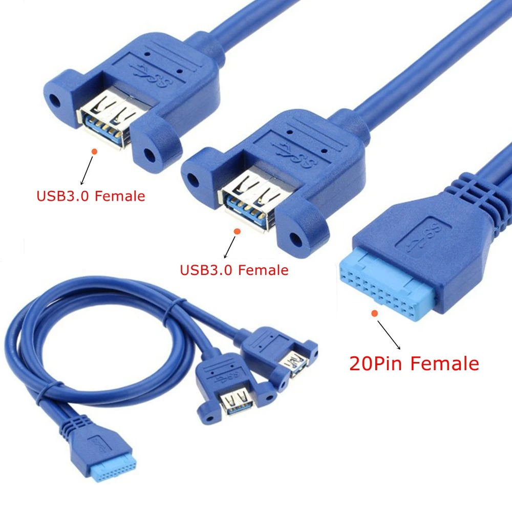 

Двойной двойной порт USB 3,0 с винтовым креплением типа «мама» к материнской плате 20-контактный Удлинительный кабель
