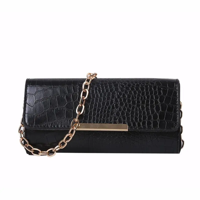 

Fashion Crocodile Pattern Baguette bag MINI PU Leather Shoulder Bags Women 2021 Chain Design Luxury HandBag Female Travel Pocket