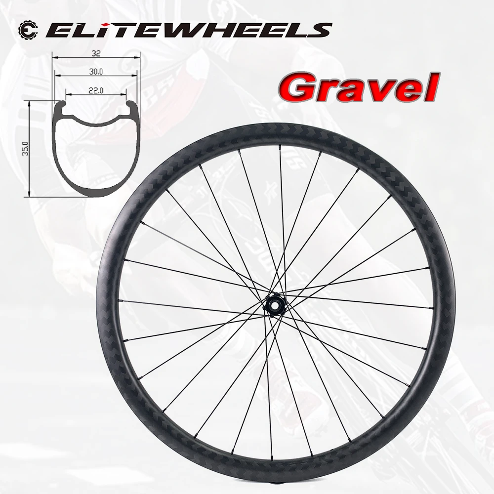 ELITEWHEELS 700C Quality Disc Brake Carbon Wheelset 35*32mm RD11 Center Lock Disc Hub Bike Carbon Wheels For Gravel Road Cycling