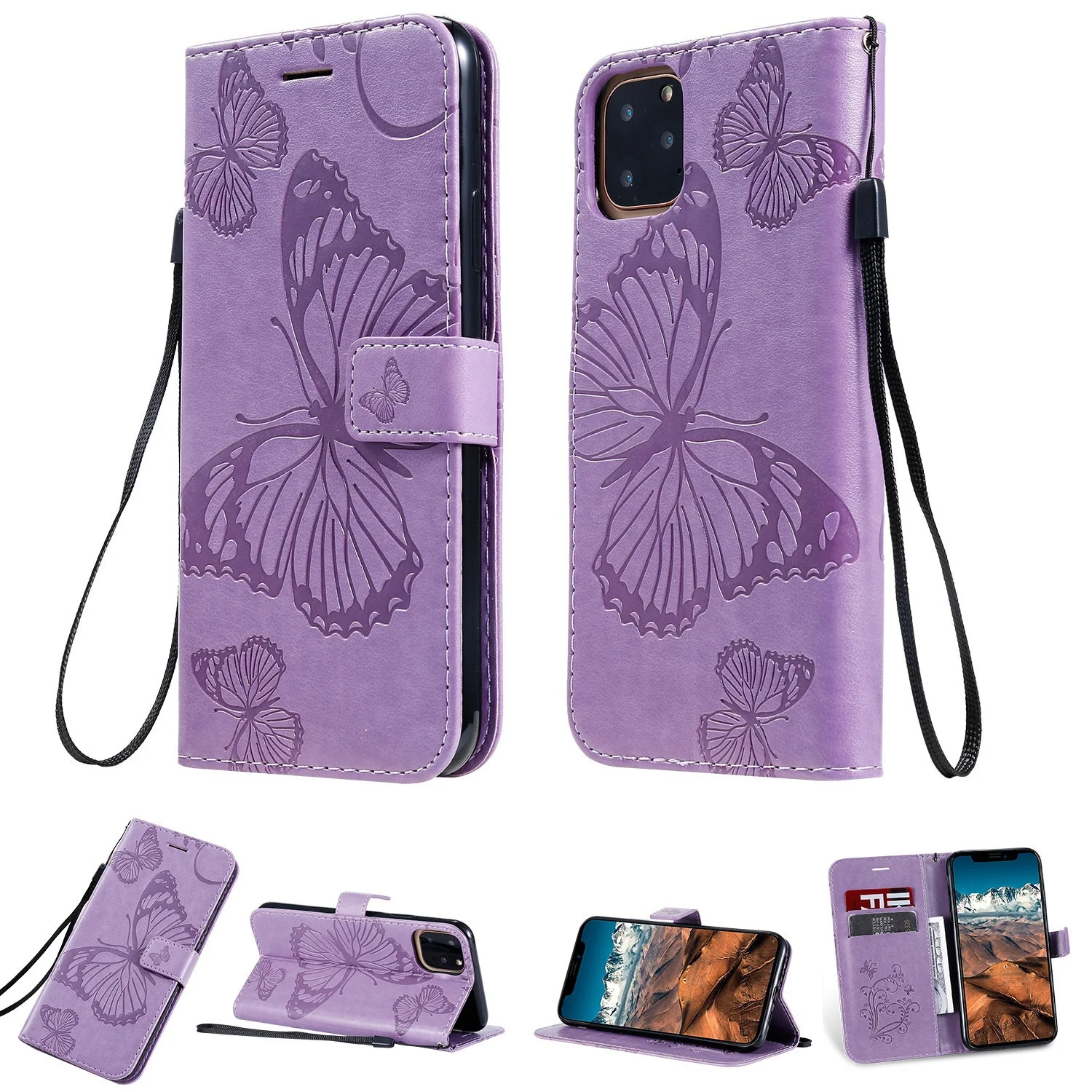 

3D Butterfly Embossed Leather Flip Phone Case with Card Slot for Moto G6/G6+/Z3 play/one P30 play/one power/P30 note/G7/G7+