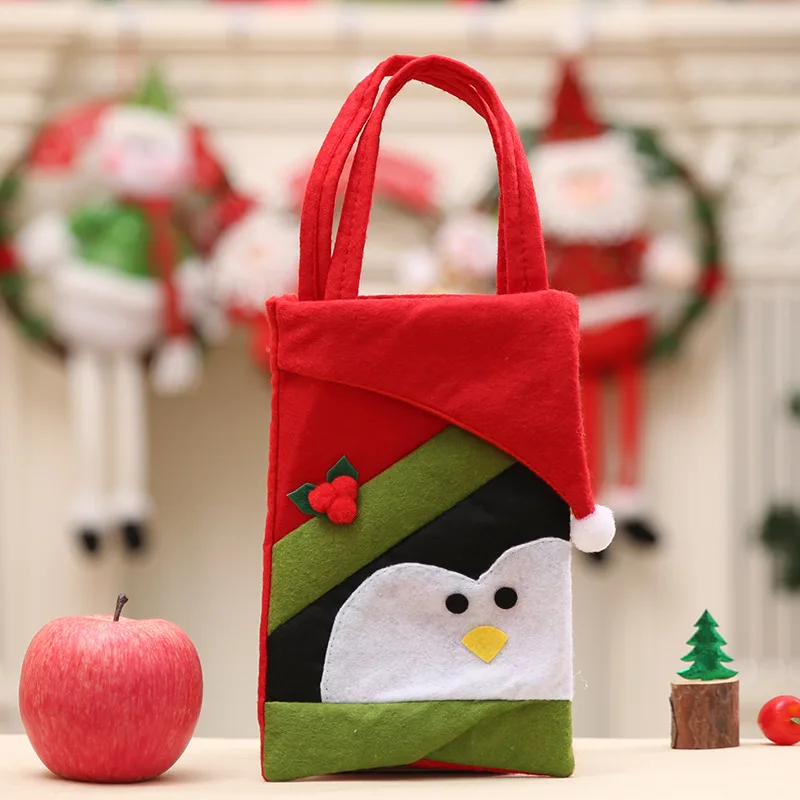 penguin bag Рождественская конфетная Подарочная сумка для рождественских украшений для дома Noel год Подарочный пакет Санта-Клаус ручки для сумок - Color: penguin bag