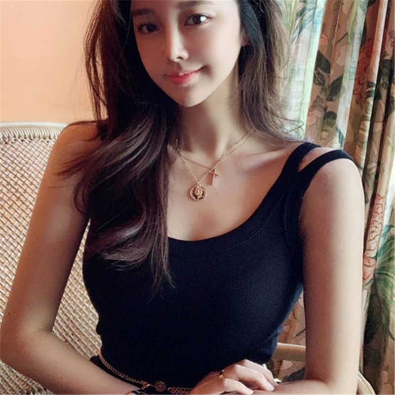 

New Halter Bandage Sexy solid Women Solid Cotton Underwear Tank Vest Summer Womens Camisole Sleeveless Slim Skinny Solid