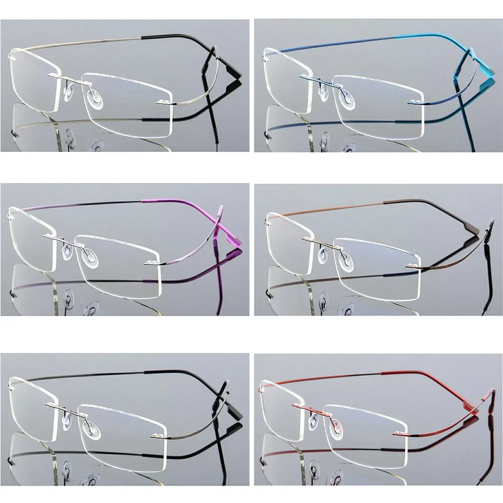 

Super elastic frameless metal anti-blue light glasses Metal Alloy Collapsible temples Comfortable nose pads
