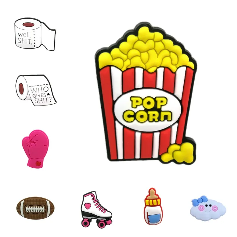 1PCS PVC fashion Brooch Cloud popcorn baby bottle toilet roll football pink mittens skates pins lovely Icon creative Xmas gift