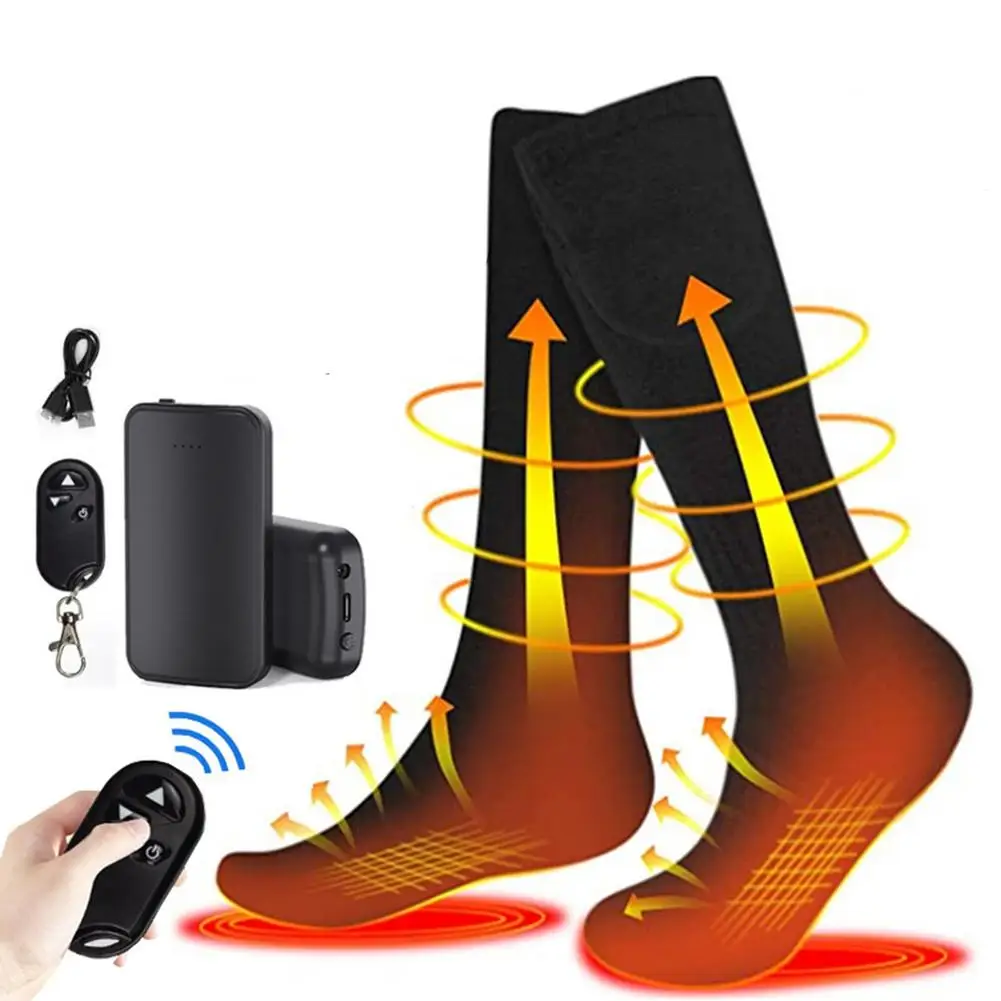 Black Thermal Winter Men Heated Socks Battery Case Heating Socks Moto Riding Equiment Motorcycle Boots Hiking Ski Socks Women