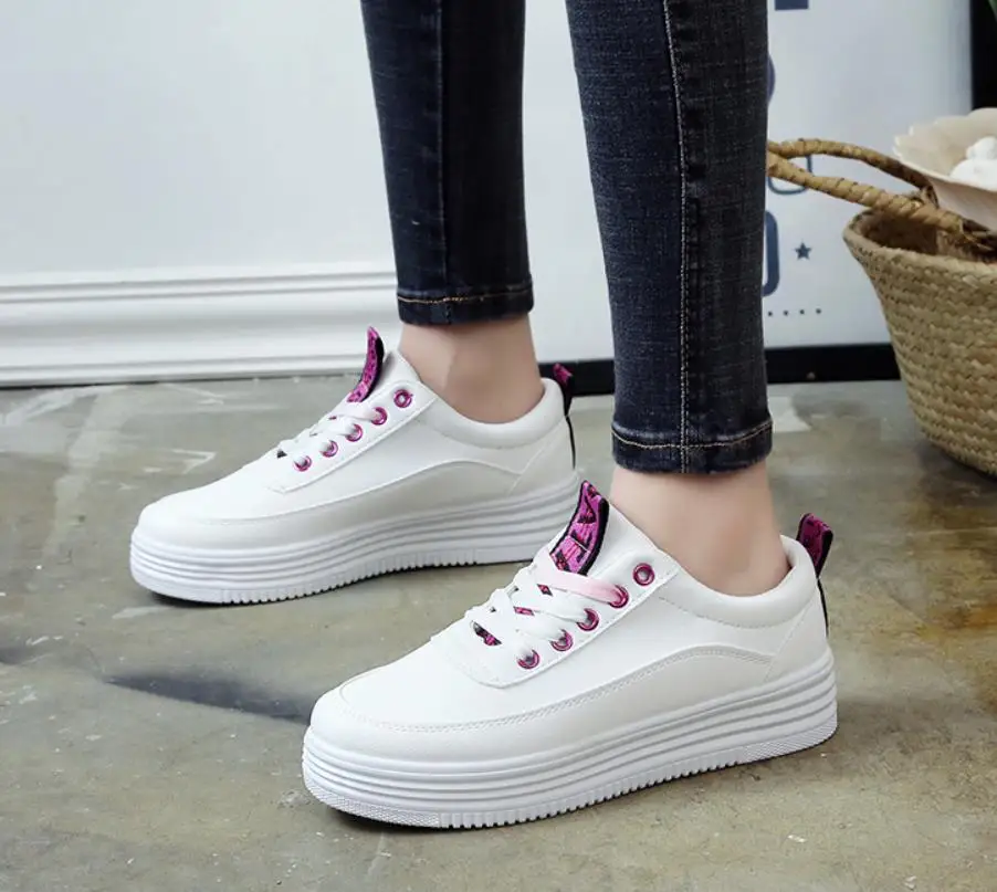 Новые женские модные белые кроссовки из мягкой искусственной кожи 2019 Лучшие