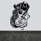 Крутой дизайн череп Пиратская девушка узор конфеты тату-магазин Настенная Наклейка виниловая домашний декор мальчик комната Спальня Наклейки Студия роспись 4734