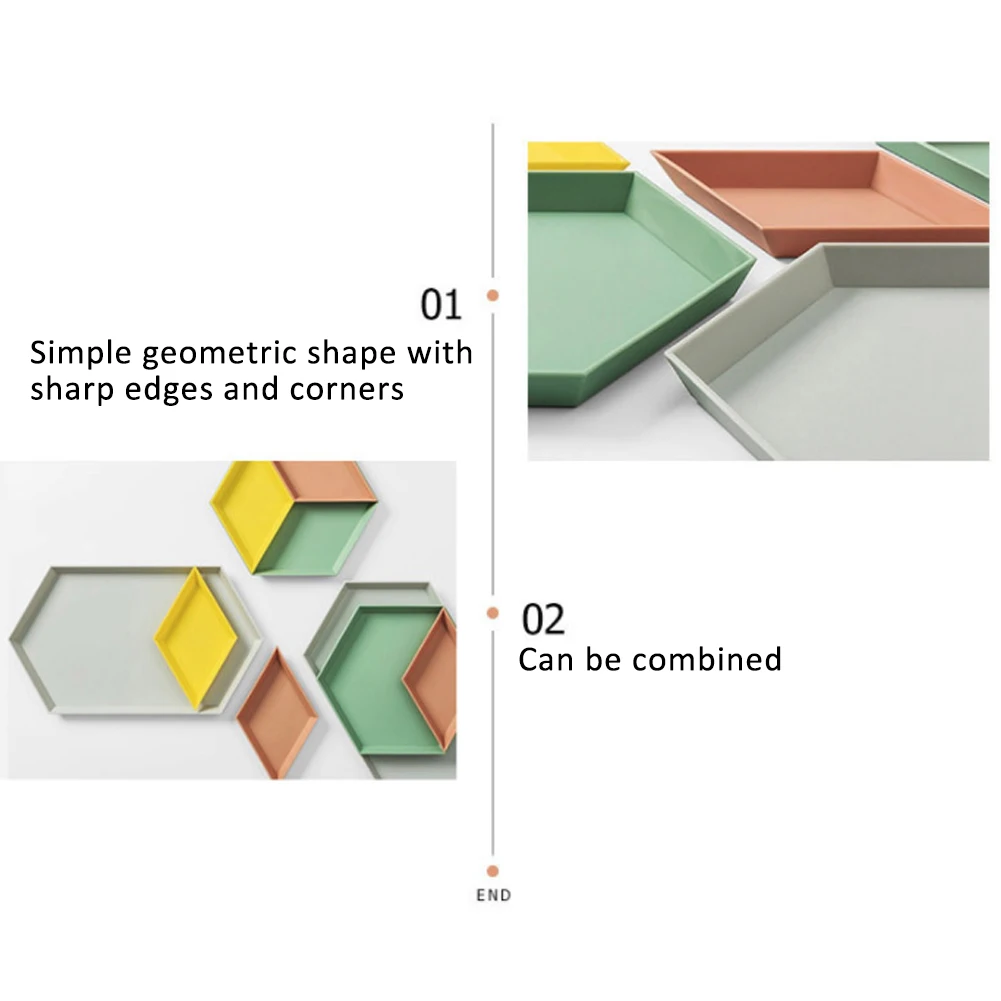 4 Geometric Tea tray color fruit plate desktop combination storage removable Storage jewelry | Дом и сад