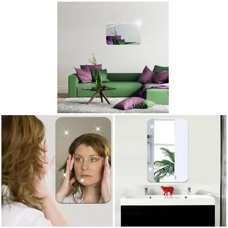 Настенная 3D наклейка с зеркальным эффектом съемный прямоугольный Овальный фон