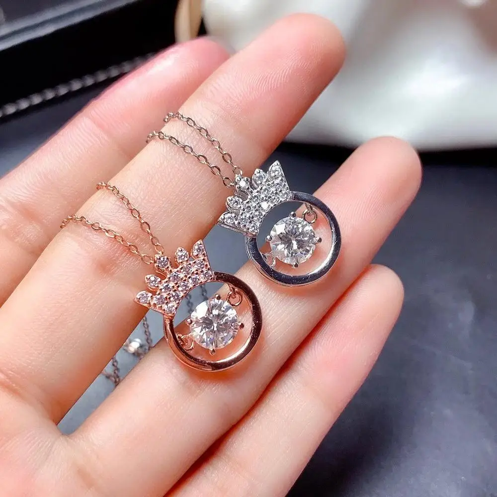 

Moissanite Necklace,1 carat Gemstone,New Diamond Necklace gra color D gift