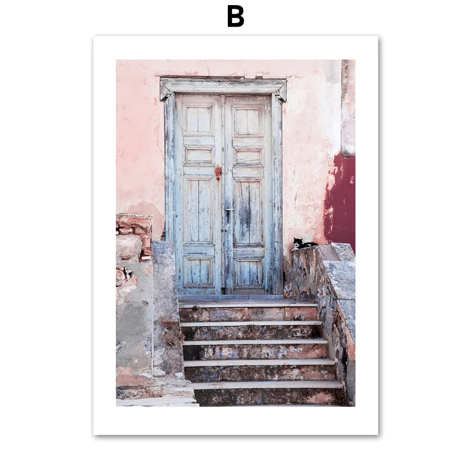 Настенная картина с алоэ и мраморным рисунком розовая дверь настенное искусство