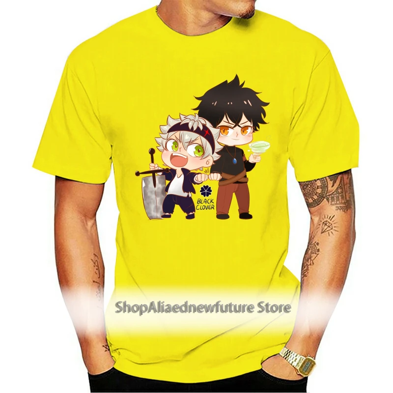 

Black Clover T Shirt Black Clover Chibi Asta And Yuno T-Shirt Beach XXX Tee Shirt Male Print Cute Cotton Short Sleeves Tshirt