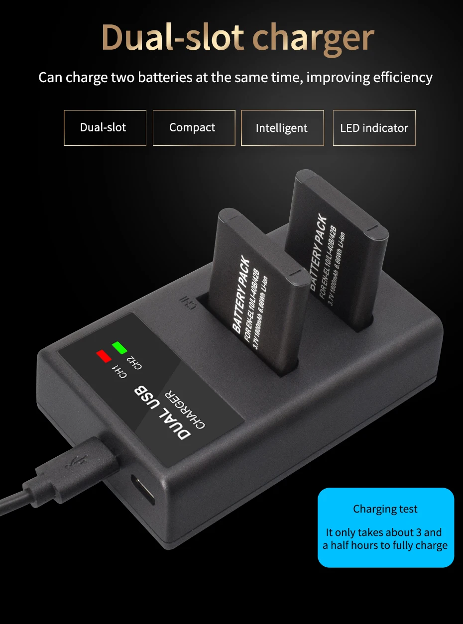 EN EL10 Аккумулятор для 10 Li 40B 42B камеры + зарядное устройство USB с ЖК дисплеем Φ U700 U710