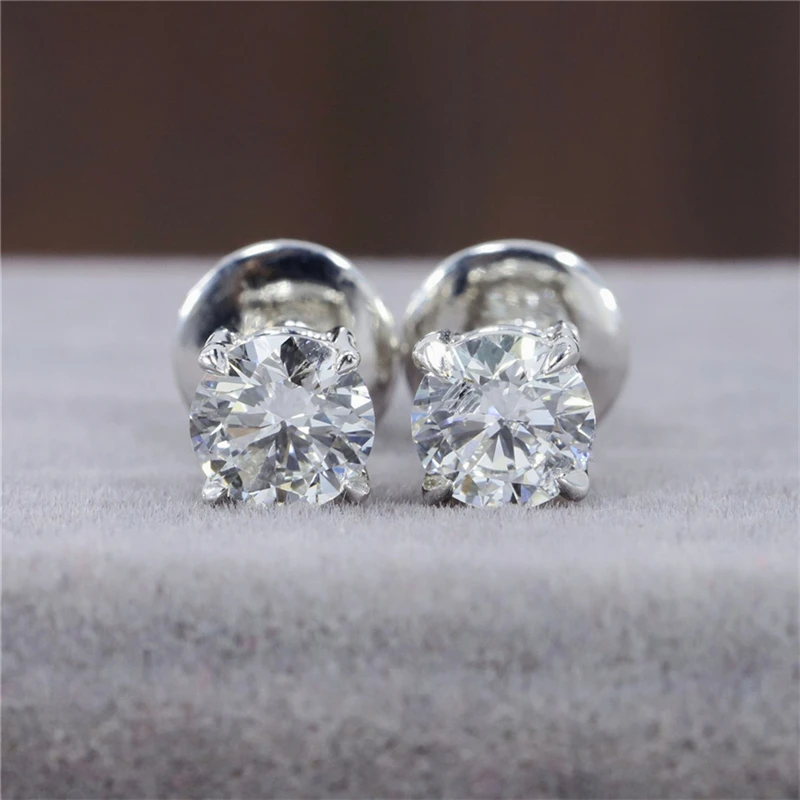 

RandH Solid 18K Rose Gold 6.0mm 1.6CT Round Cut Four Claw Prong Set Moissanite Delicate Stud Earrings Anniverasry Gift For Her