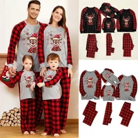 christmas deer pajamas plaid family matching outfits father mother children baby xmas sleepwear mommy and me pjs clothes sets