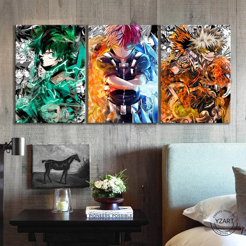 3 шт. IZUKU & KATSUKI и SHOUTO мой герой Академии аниме плакат комиксов художественная