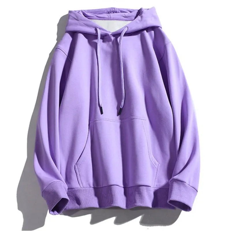 

Women 2021 Ulzzang Streetwear Harajuku Pullover Solid Color Hoodie with Pocket Cotton Fleece Pullover Loose Hooded Sweatshirt