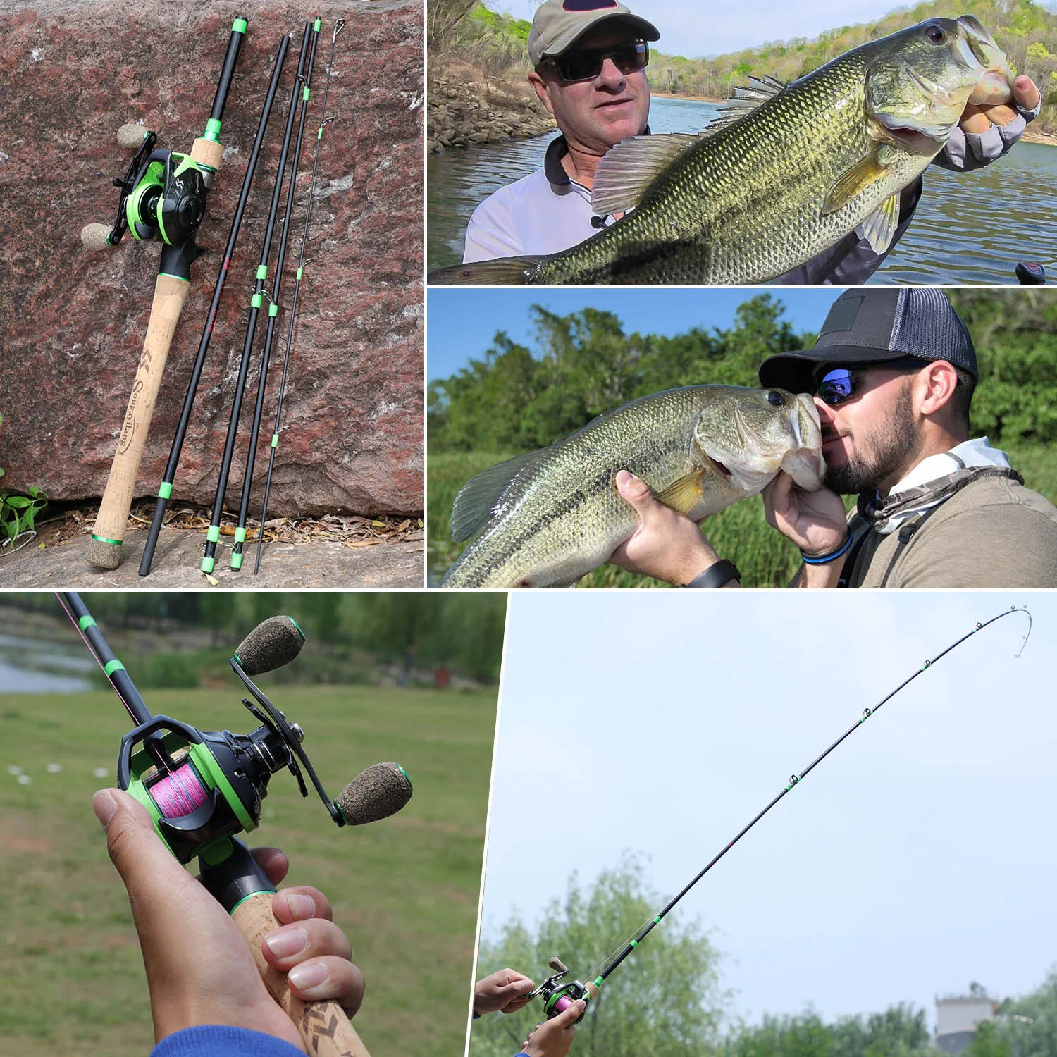 

Sougayilang Top Quality 1.8m 2.1m 2.4m Fishing Rod Portable 5 Section Carbon Fiber Travel Lure Fishing Pole Tackle Tool